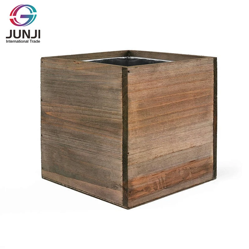 Wood Box Wood Planters Flower Wood Box with Removable Zinc Liner