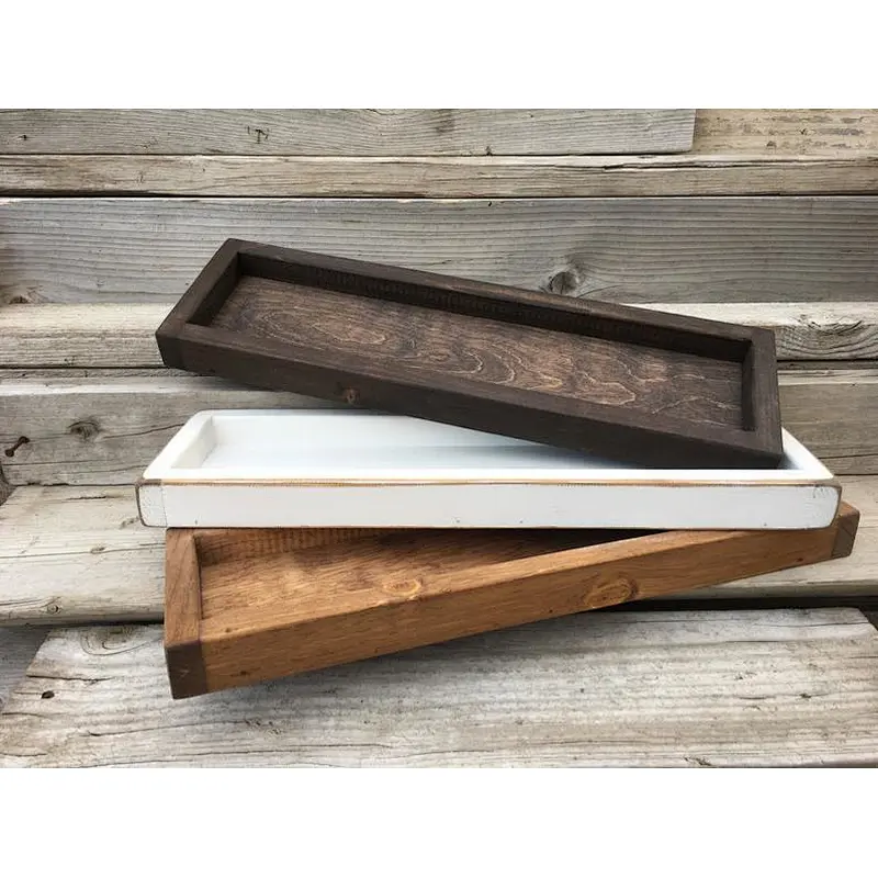 Rustic Wood Tray Wooden Decorative Coffee Table Bathroom Tray