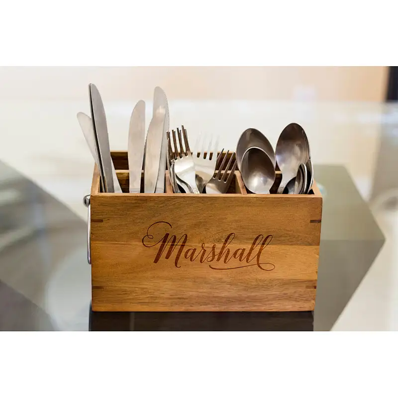 Wooden Kitchen Utensil Holder Silverware Caddy Kitchen storage box