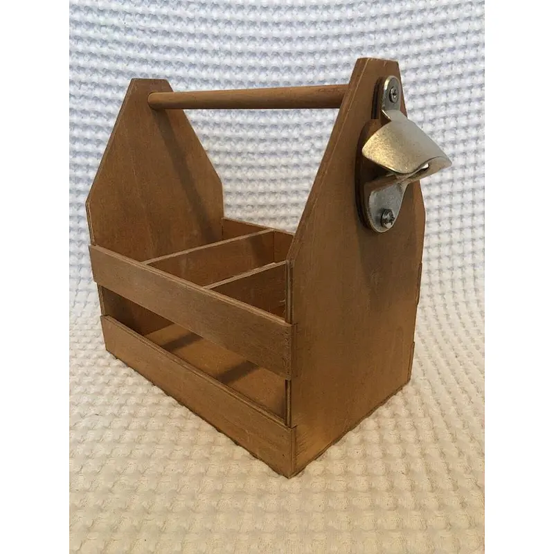 Wooden Six Pack Bottle Carrier with Dividers