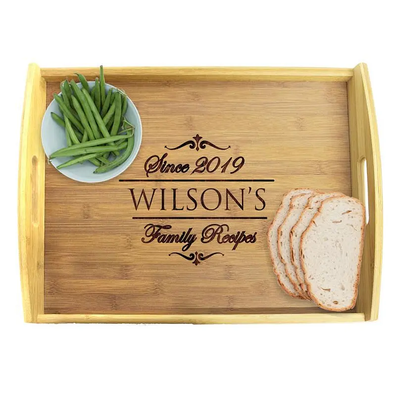 Personalized Wood Tray, Serving Tray with Handles, Wood Serving Custom Tray