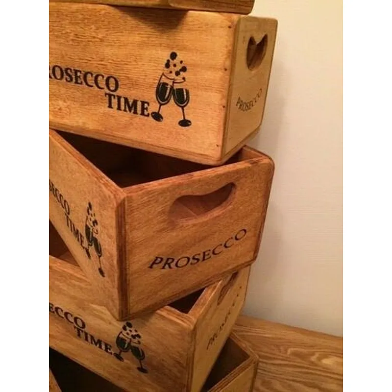 Custom Cheap Vintage Wooden Crate Vintage original wooden box champagne boxes planter prosecco time