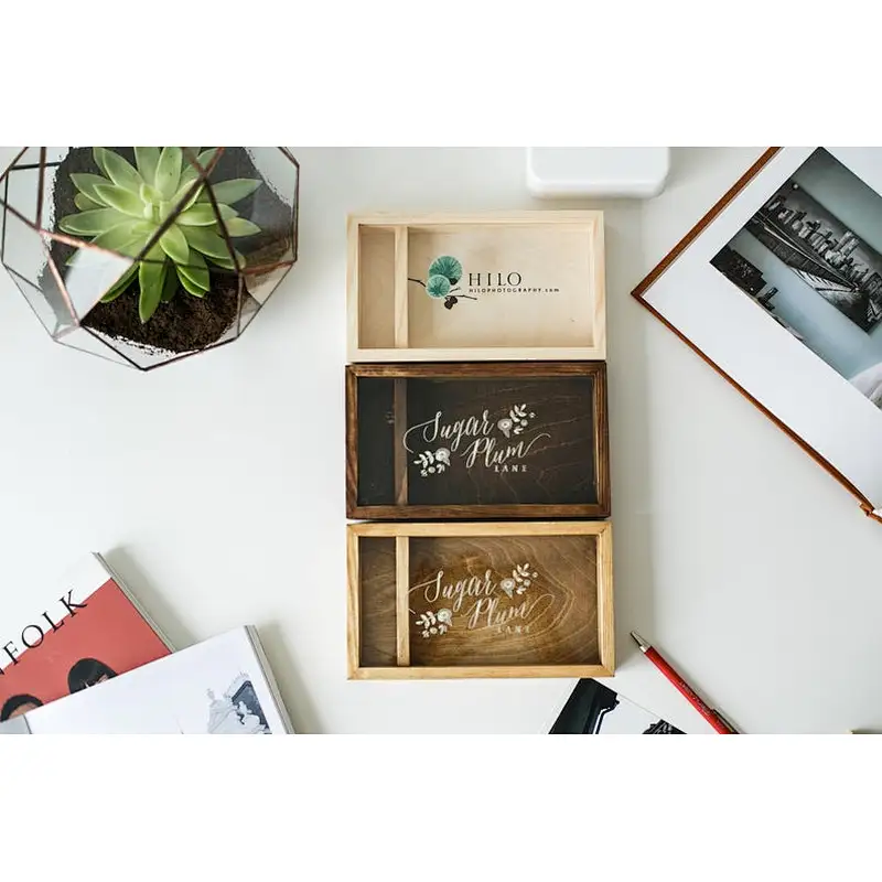 Lovely gift box photo packaging wooden box USB wood box