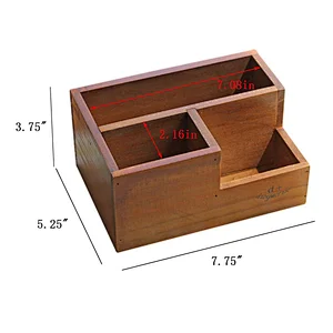 Wooden Succulent Flower Planter Box Desk Organizer Pencil Holder