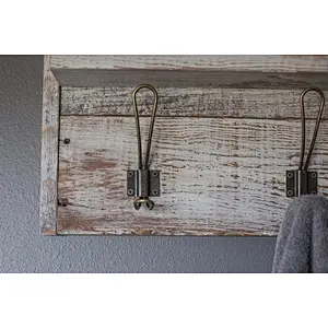 Farmhouse Bathroom Storage Coat Racks  Wooden Shelf with Hooks