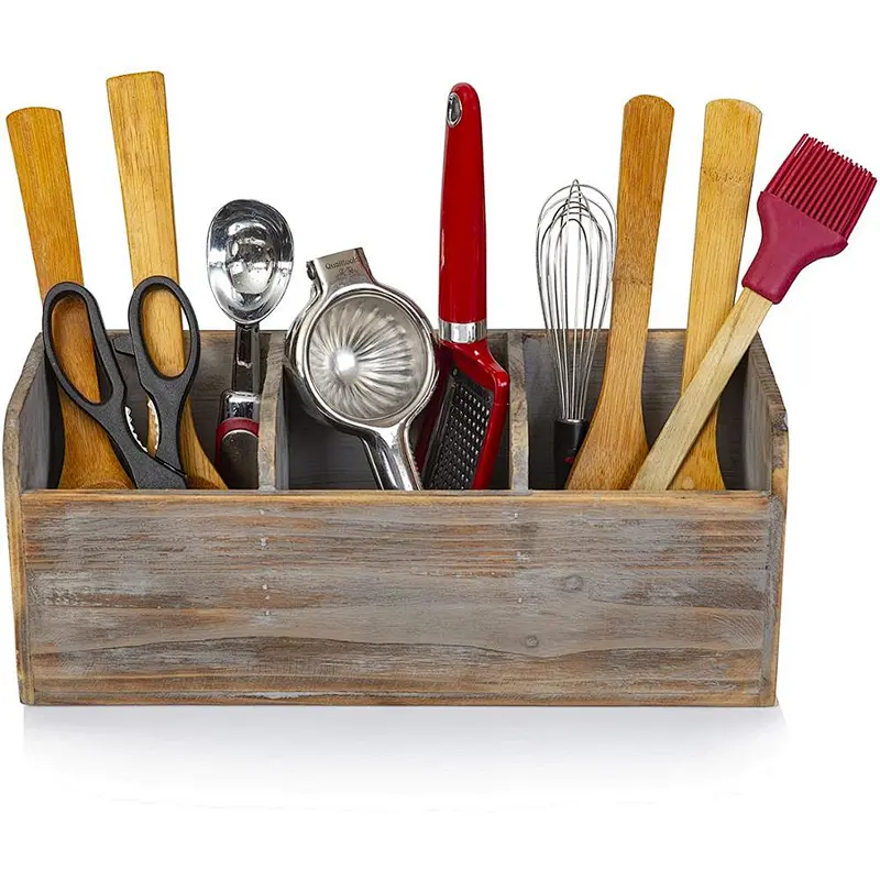 Rustic kitchen gift  kitchen organizer storage box for cutlery  Utensil set