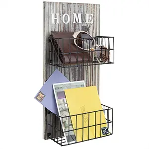 Entryway Organizer Key and Mail Shelf with Hooks, Rustic Home Decor Organizer, Multiple Key Holder