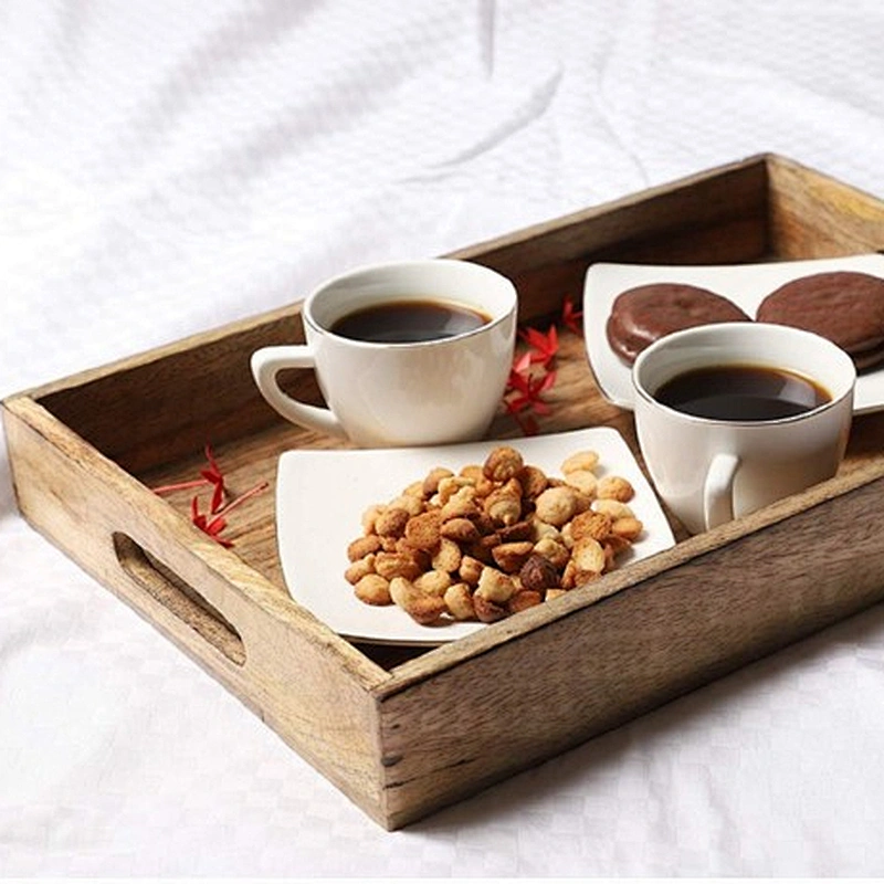 Factory Price Rustic Wooden  Serving Trays for Ottomans Wooden Trays For Decoration Wooden Tray With Handle