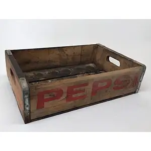 Red Wooden i Crate with Metal Strapsrustic wooden crateshabby chic wooden crate custom unfinished wood french crate vintage