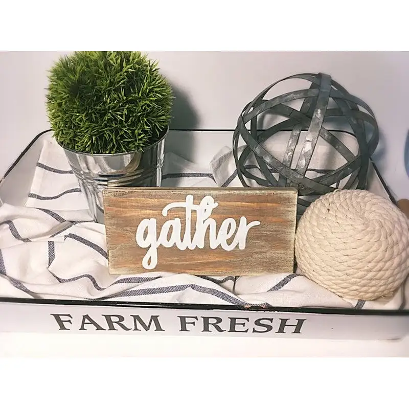 Home decoration walls, billboards,Wooden sign/Gather handmade wood mini sign, rustic desk accessory