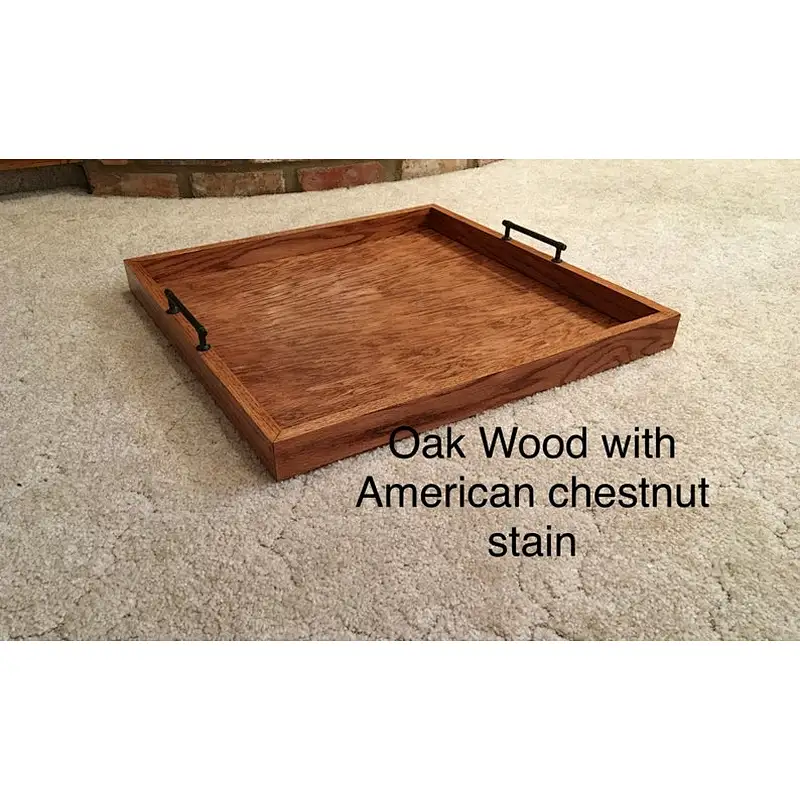 24*24 inch oak or cedar wood ottoman serving tray