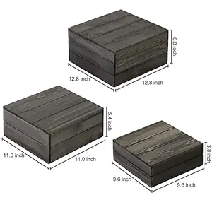Rustic Gray Wood Crate Display Risers, Set of 3