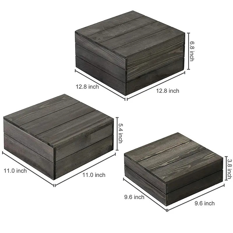 Rustic Gray Wood Crate Display Risers, Set of 3