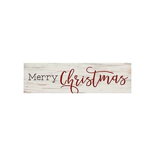 Merry Christmas Whitewash 6 x 1.5 Mini Pine Wood Tabletop Sign Plaque