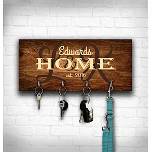 Wood key rack for wall