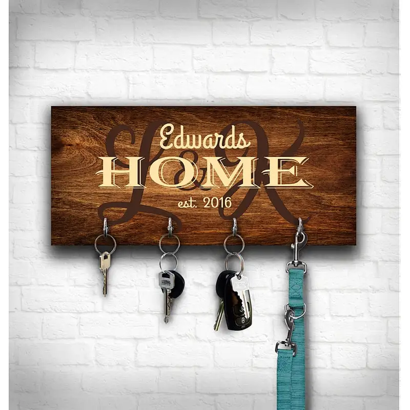 Wood key rack for wall