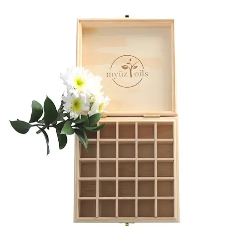 Wooden Essential Oil Box - Holds 25 Bottles Size 5-15 mL