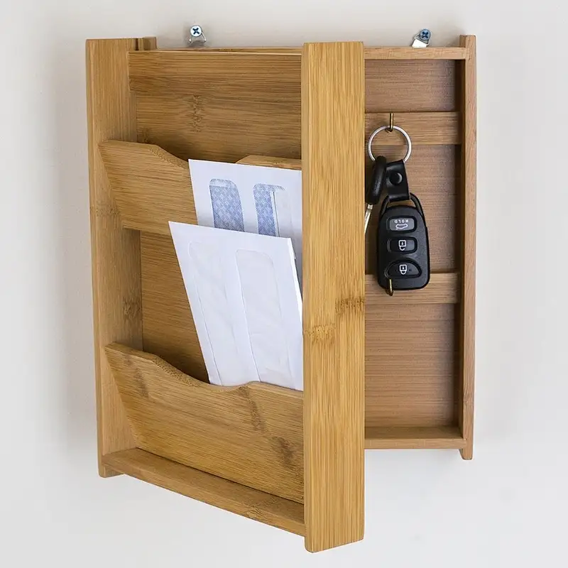 Entryway Key/Mail Holder Wall Organizer-wood Natural  Letter Rack and Key Box