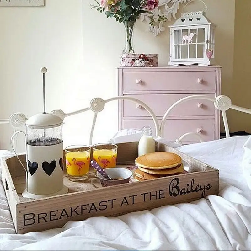 Personalised Rustic Wooden Tray handmade wooden apple crate tea serving  breakfast tray or garden seedling tray