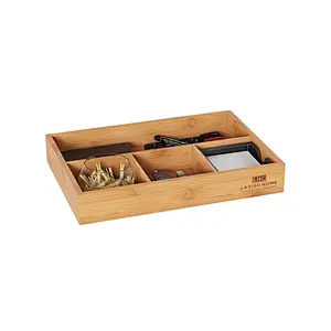 Lavish Home 4 Compartment Bamboo Drawer Divider - Space Saving Natural  Storage Box