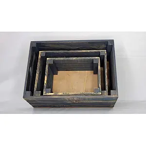 Rustic Decorative Wood Crates (Set of 3) - Cottage Grey Distressed