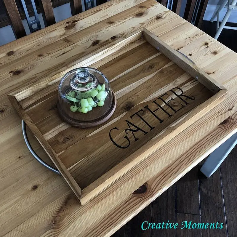Rustic Wood Tray with Handles - Nordic Tray