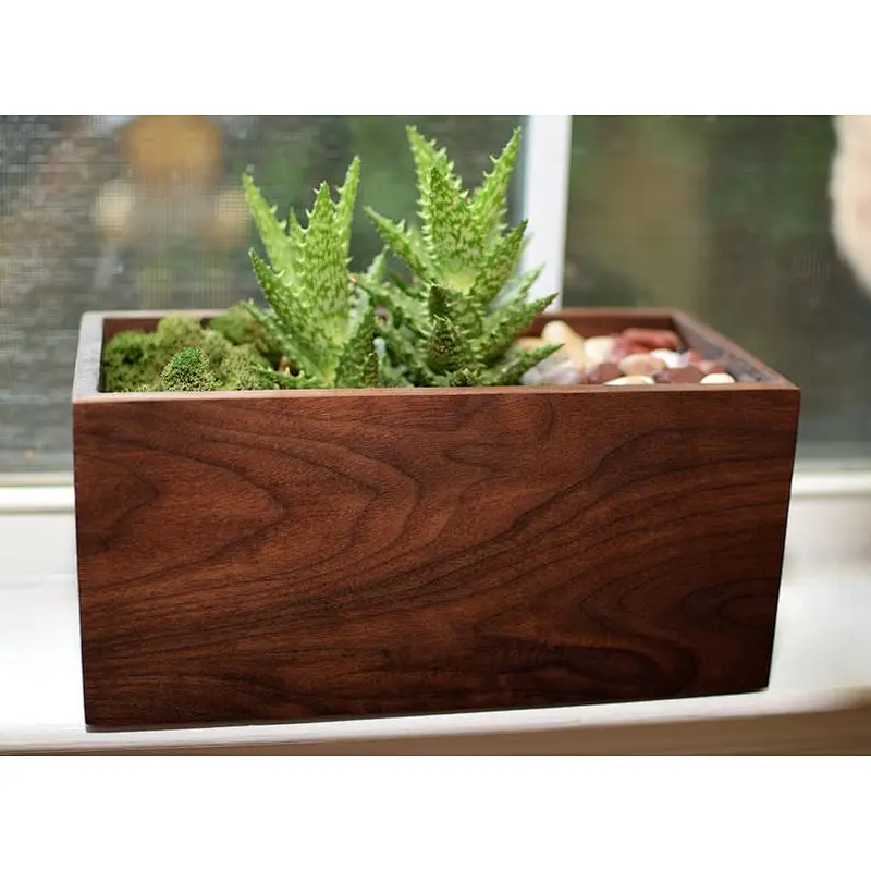 Wood Planter Box for Succulents - Handmade Natural Wood Box - Housewarming Gift - Wedding Gift - Mason Jar Holder - Centerpiece