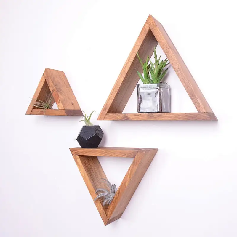 Set of 3 Triangle shelves,  Shelves Geometric Shelves kitchen decor bathroom decor nur with Wall-mounted Rack
