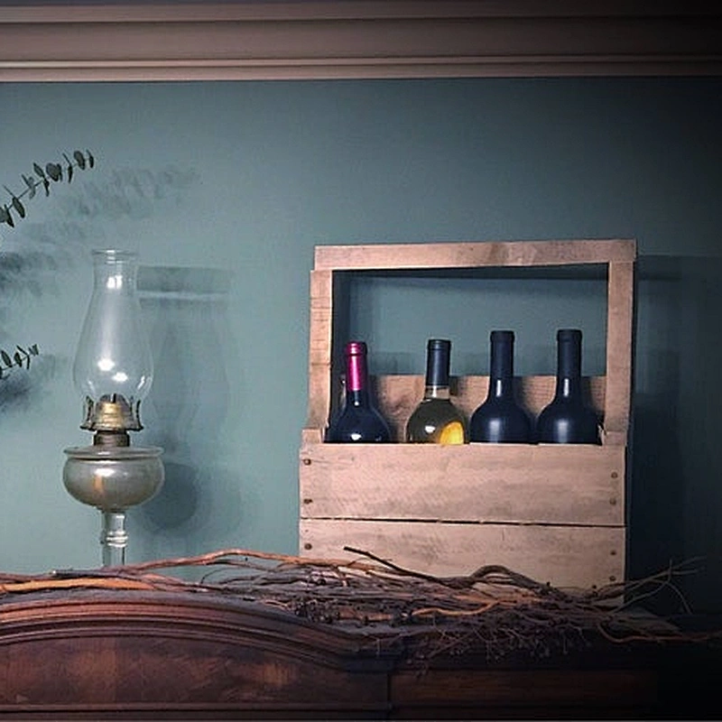 Wooden wine bottle holder, Rustic Wooden Wine Carrier,Antique Wine Crate With Handle,