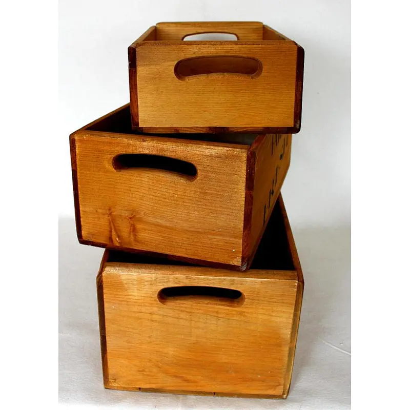 Vintage Style  Wooden Storage Crate Champagne  Box Clothing Box