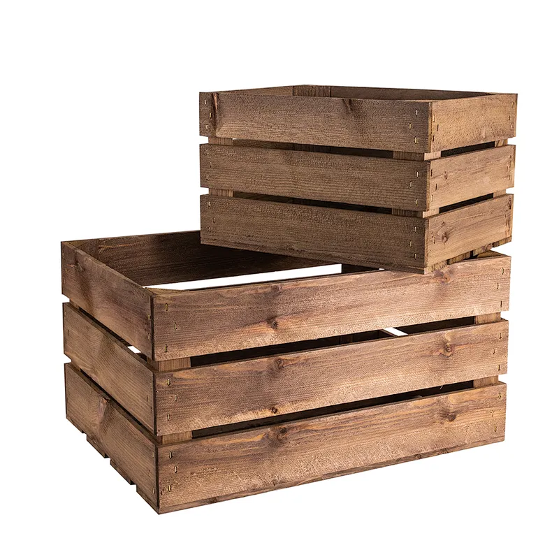 Large Rustic Wooden Vegetable Fruit Crate For Sale Wooden Fruit Box Wood storage box
