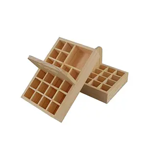 21 Grid Wooden Essential Oil Box  Wood Storage Case