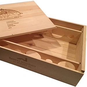 Vineyard Crates Decorative Wine Crate   6 Bottle Wooden Wine Box with Sliding Lid
