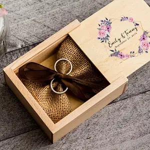 Floral Square Ring Bearer wooden ring box
