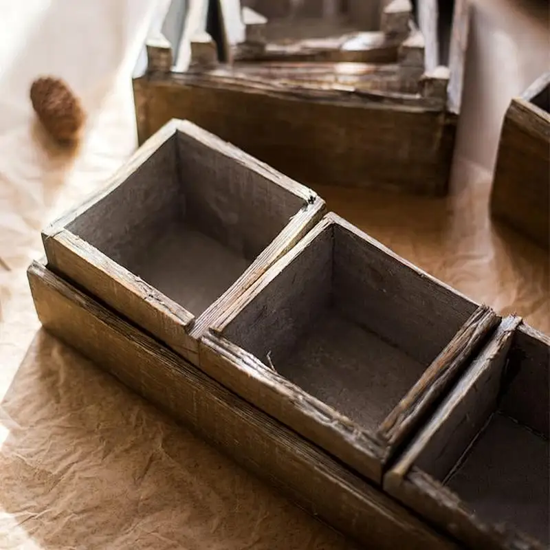 Wood Planter, Decorative Box,  Houseplant Box-RusticReach Four Piece Solid Wood Table Box Set