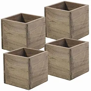 5 Inch Square Flower Holder,  Country Style, Home and Wedding Wood Planter Box