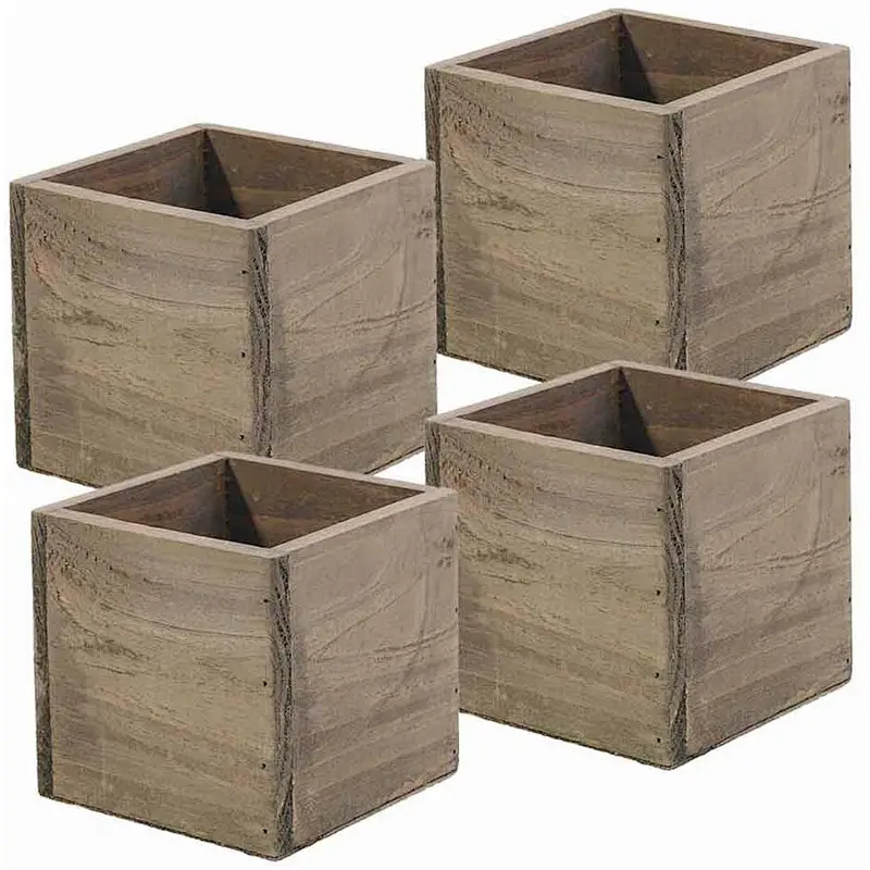 5 Inch Square Flower Holder,  Country Style, Home and Wedding Wood Planter Box