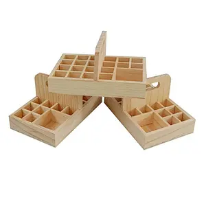 21 Grid Wooden Essential Oil Box  Wood Storage Case