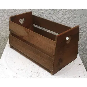 Rustic personalized customized cheaper home decoration  Vintage Large Wood Slat Crate - Heart-Shaped Cut Outs, Solid Bottom2020