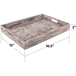 Decorative Natural Wood Serving Tray - Rustic Vintage Style