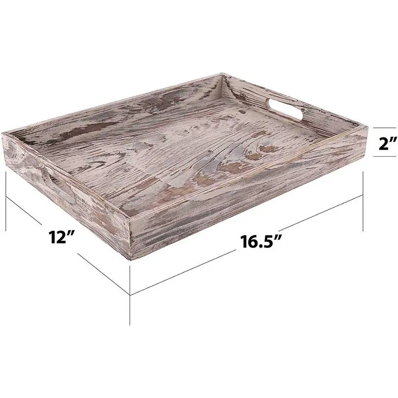 Decorative Natural Wood Serving Tray - Rustic Vintage Style