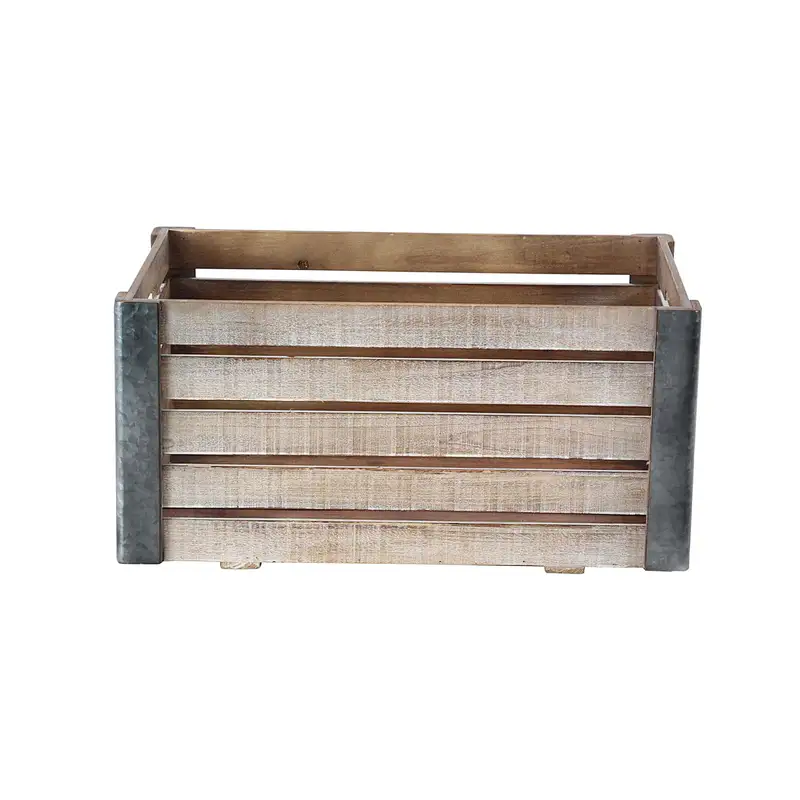 Set of 3 Wooden Pallet Box Planters - Off-white