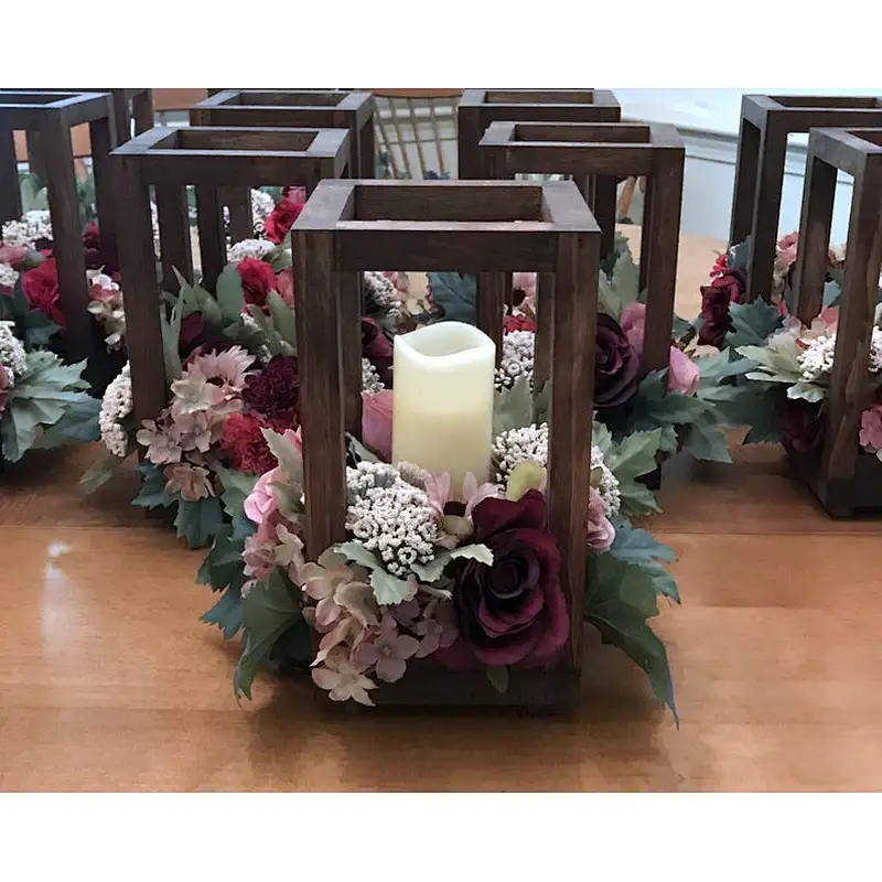 Set of 10 Reclaimed Wood Lanterns Wedding Lantern Centerpiece Rustic Wedding Table Wooden Candle Holder