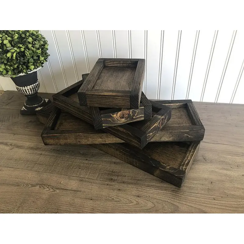 Rustic style wooden hotel serves coffee tray