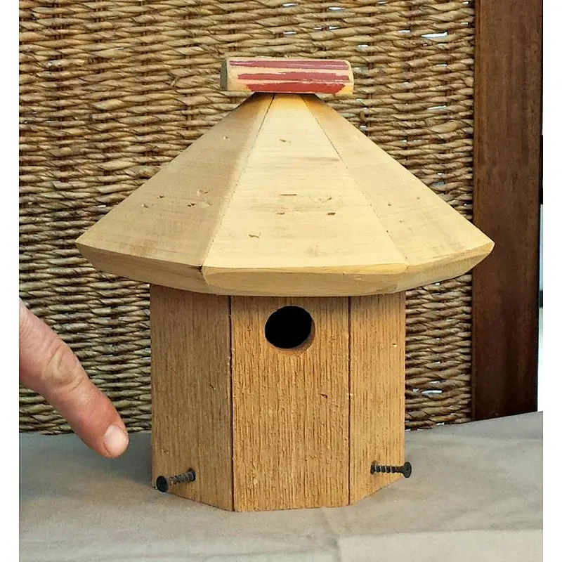 Birdhouses Hanging Americana, Outdoor Wooden Nest Boxes, Red White or Blue Rustic Hand Painted, Choice of Color, Easy clean out