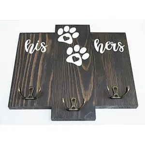 2020 popular key holder for wall dog  his hers dogkey and leash holder