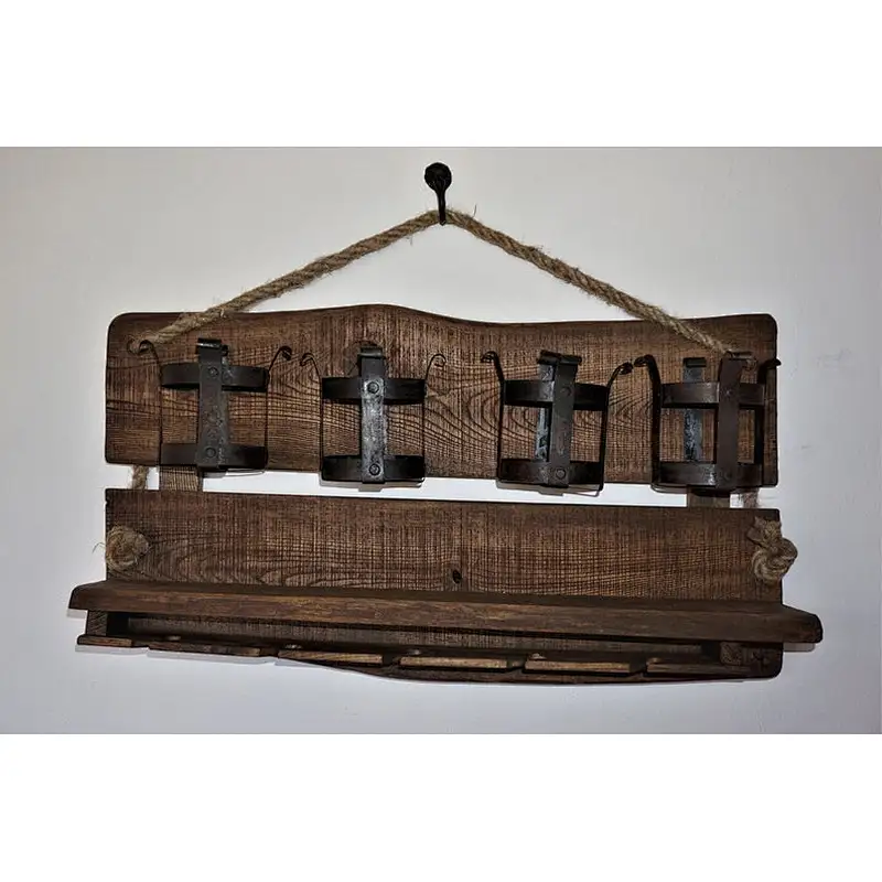 Rustic Wall-Mounted Wine Shelf