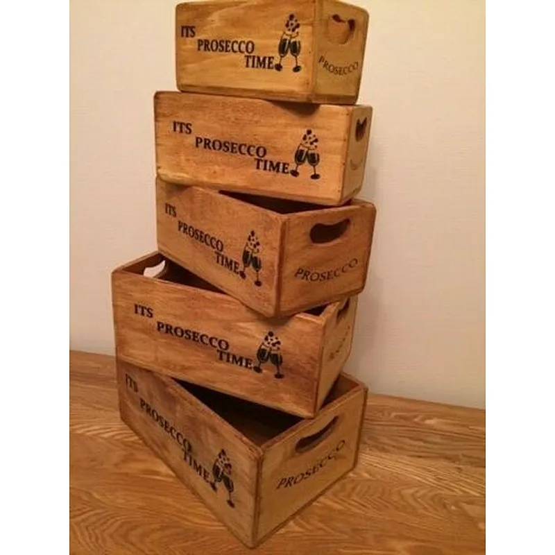 Custom Cheap Vintage Wooden Crate Vintage original wooden box champagne boxes planter prosecco time