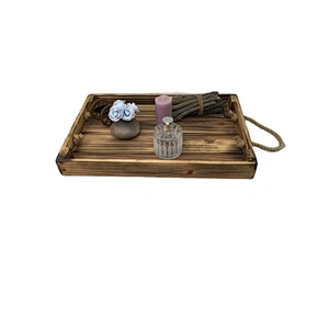 JUNJI Large Oversized Personalized Serving Tray  Wood Coffee Table Tray can be custom wood ottoman tray