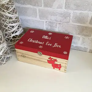 Christmas Eve boxesunfinished personalized customized handwork  small wooden christmas box wholesale  personalised christmas box
